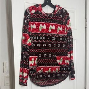 SUPER Soft Christmas Hooded Sweater Llama Ho Ho Ho Long Sleeve Size XL LIKE NEW
